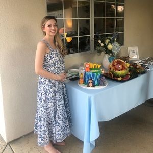 Blue and white cotton dress